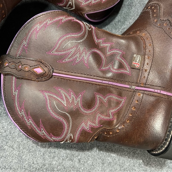 Justin Boots Brown and Pink Combat Boots - Picture 11 of 16